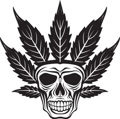 Cannabone Vision Skull with Cannabis Vector Icon Skullweed Emblem Cannabis Skull Emblematic Design