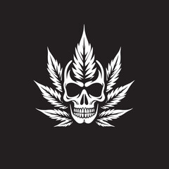 Leafy Skullscape Cannabis Inspired Skull Symbol Budskull Vector Skull with Cannabis Emblem