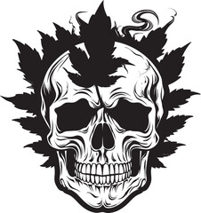 Cannabone Crest Cannabis Leaf Skull Vector Leafy Skullscape Cannabis Inspired Skull Symbol