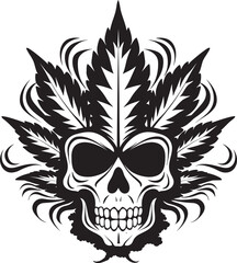 Skullweed Emblem Skull with Cannabis Leaf Symbol GanjaGlow Skull Cannabis Leaf Skull Design