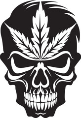 Skullscape Greens Skull with Cannabis Leaf Vector Design Cannabone Vision Cannabis Integrated Skull Emblem