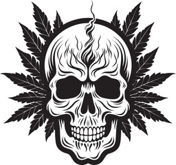Cannaskull Design Marijuana Logo Symbol Skullscape Leaf Cannabis Vector Emblem