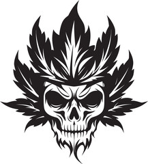 Skullweed Design Skull with Cannabis Leaf Cannaskull Art Cannabis Leaf Vector Design