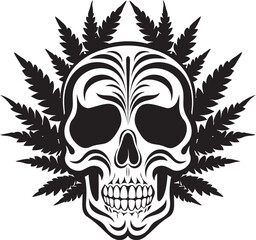 Skulls and Buds Cannabis Enriched Skull Vector Cannabone Crest Skull with Cannabis Leaf Icon