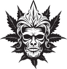 Skullweed Emblem Cannabis Leaf Icon GanjaGlow Skull Cannabis Vector Design