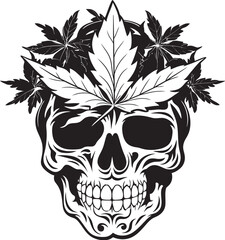 Cannaskull Art Cannabis Leaf Vector Design Mariabone Icon Skull with Cannabis Leaves