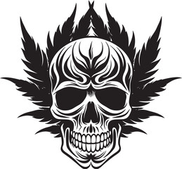 Leafy Cranium Cannabis Enriched Symbol GanjaGlow Mark Marijuana Skull Vector