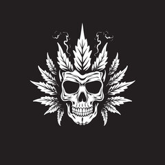 Mariabone Vision Cannabis Leaf Design Skullscape Logo Skull with Cannabis Emblem