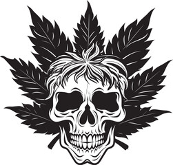 Cannabone Vision Cannabis Vector Icon Skullweed Design Skull with Cannabis Leaves