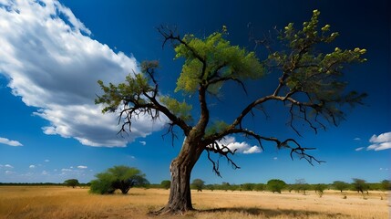 a tree with a sky in the background and a blue sky with clouds