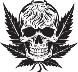 Skullweed Symbol Cannabis Leaf Vector Cannaskull Design Skull with Cannabis Emblem