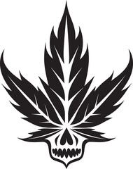 Cannaskull Design Skull with Cannabis Emblem Leafy Skull Vision Cannabis Vector Symbol