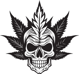 Cannaskull Design Skull with Cannabis Symbol Leafy Skull Icon Cannabis Vector Emblem