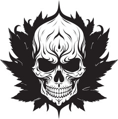 Mariabone Emblem Skull with Cannabis Icon Skullscape Logo Cannabis Leaf Vector