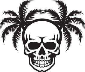 Fototapeta premium Skull Cove Palm Logo Design Palm Cranium Skull with Palm Icon