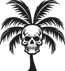 Skull Oasis Palm Symbol Icon Palm of Death Skull with Palm Vector