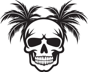 Palm Cranium Skull with Palm Vector Skull Oasis Emblem Palm Symbol Design