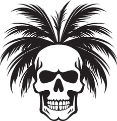 Palmskull Oasis Skull with Palm Symbol Palm Cranium Palm Vector Icon