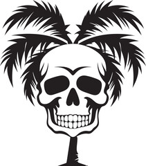 Skull Island Oasis Palm Emblem Icon Palm Bone Skull with Palm Vector