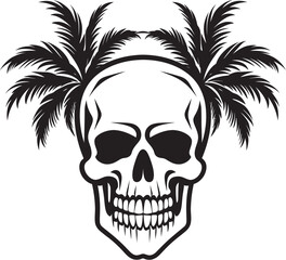 Obraz premium Skull Island Oasis Palm with Skull Vector Palm Bone Palm Emblem Icon