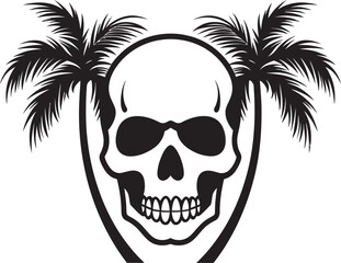 Skull Oasis Emblem Palm Vector Icon Palm of the Afterlife Skull Logo Design