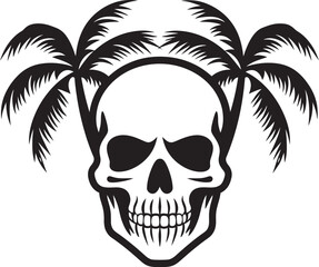 Palmskull Oasis Palm with Skull Design Palm Cranium Skull Emblem Vector