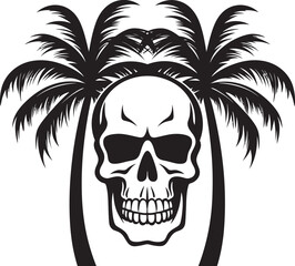 Oasis of Death Skull with Palm Logo Skull Cove Palm Vector Emblem