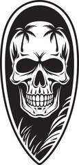 WaveSkull Beach Break Surfboard Symbol Icon ShoreSkull Surf Beach Logo Design