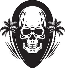 SkullWave Rider Surfboard Logo Emblem CoastalCarver Skull Beach Vector Icon