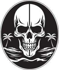 SkullWave Rider Beach Logo Icon CoastalCarver Skull Surfboard Logo Design