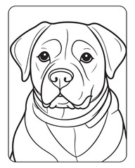 Dog Coloring Page for Kids, Cute Dog Vector, Dog black and white, Dog illustration