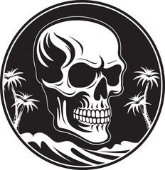 SurfSkull Shorebreak Skullhead Surfboard Emblem TideRider Skull Beach Logo Icon