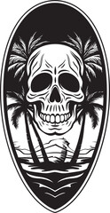WaveRider Skull Beach Logo Icon Skullboard Beach Break Surfboard Design