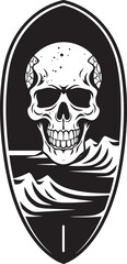 SkullWave Shredder Beach Logo Design SurfSkull Shoreline Skullhead Vector Symbol
