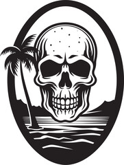 SkullWave Shredder Skullhead Emblem Design ShoreSkull Surf Beach Logo Icon