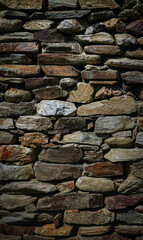 Empty brown grain stone wall for abstract  background and texture. beautiful patterns, space for work, banner, wallpaper close up.Vertical.