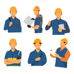 set of contraction people showing different movements,Engineers working