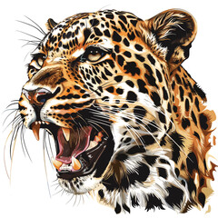 Leopard. Hand drawn vector illustration, isolated on white background.
