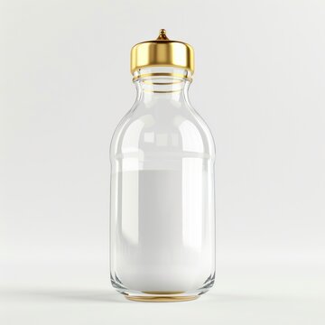 Healthy Choice: Glass Baby Bottle for Safe and Natural Feeding. 3D Illustration on White Background