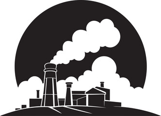 EcoStack Logo Design for Smoke Stack Industry EcoEmit Vector Logo Icon for Smoke Stack Industry