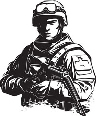 Firearm Sentinel Tactical Emblem Design Guardian of Liberty Soldier with Rifle Logo