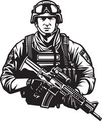 Sentinel Guardian Rifle Soldier Emblem Tactical Warrior Soldier and Gun Icon