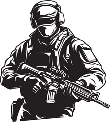 Guardian of Liberty Soldier with Rifle Logo Combat Protector Assault Rifle Symbol