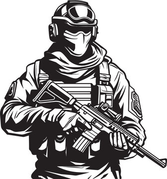 Rifle Sentinel Soldier with Gun Emblem Strategic Defender Military Rifle Badge