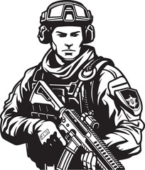 Battle Guardian Soldier Holding Assault Weapon Symbol Armed Guardian Assault Rifle Soldier Emblem