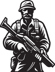 Fototapeta premium Rifle Guardian Assault Rifle Vector Symbol Defenders Arsenal Soldier Emblem Design