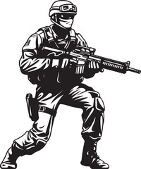 Strategic Sentinel Soldier with Assault Rifle Battlefront Defender Assault Rifle Symbol