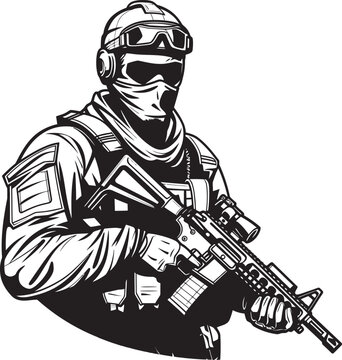 Defenders Arsenal Soldier Emblem Design Guardian Gunner Assault Rifle Logo Badge
