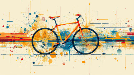 World bicycle day concept International holiday june 3, bicycle with colorful paint art background, banner, card, poster with text space
