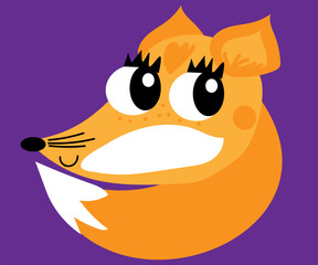 Cute, nice, lovely, friendly cartoon fox. Vector animal illustration. 
